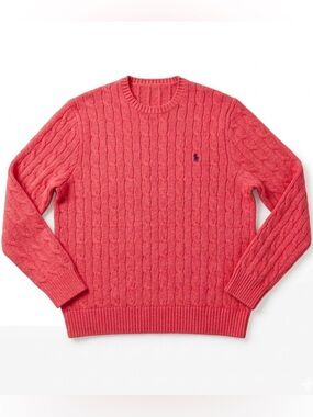 Polo Ralph Lauren Men Cable Cotton Sweater Ref Heather NWT XL